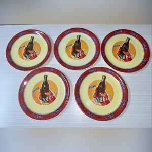 5 VTG Gibson Drink Coca Cola Plastic Dinner Plates 10.5